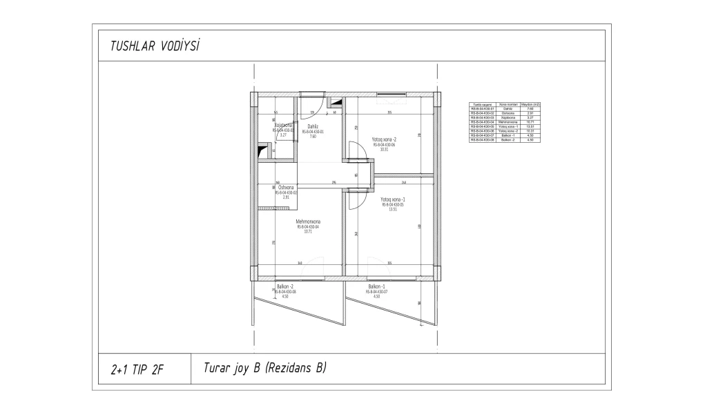 3-xonali xonadon 51.01 m²  3/3 qavat