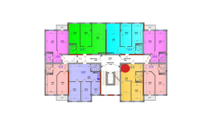 2-комнатная квартира 48.7 м²  3/3 этаж