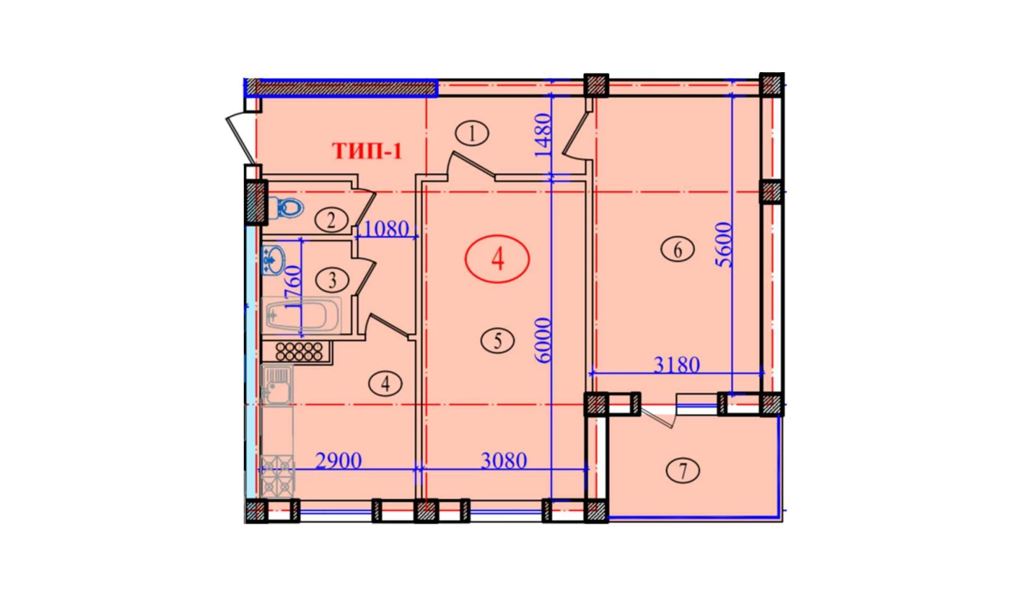 2-xonali xonadon 77.6 m²  2/2 qavat