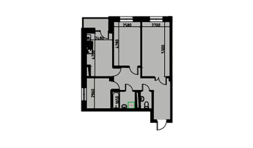 2-комнатная квартира 60.35 м²  8/8 этаж