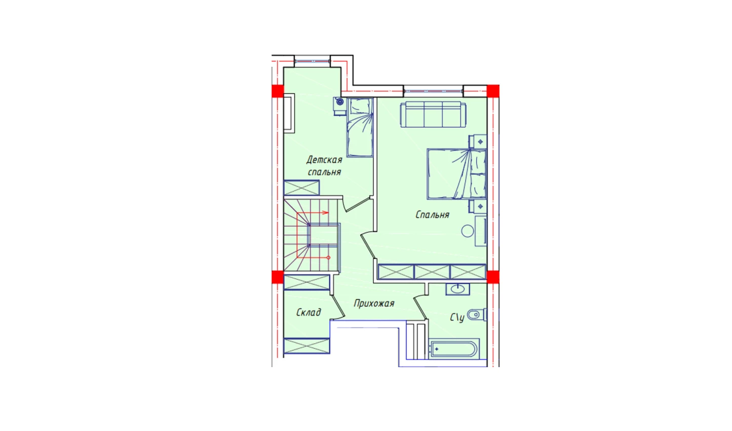 2-комнатная квартира 57.7 м²  8/8 этаж