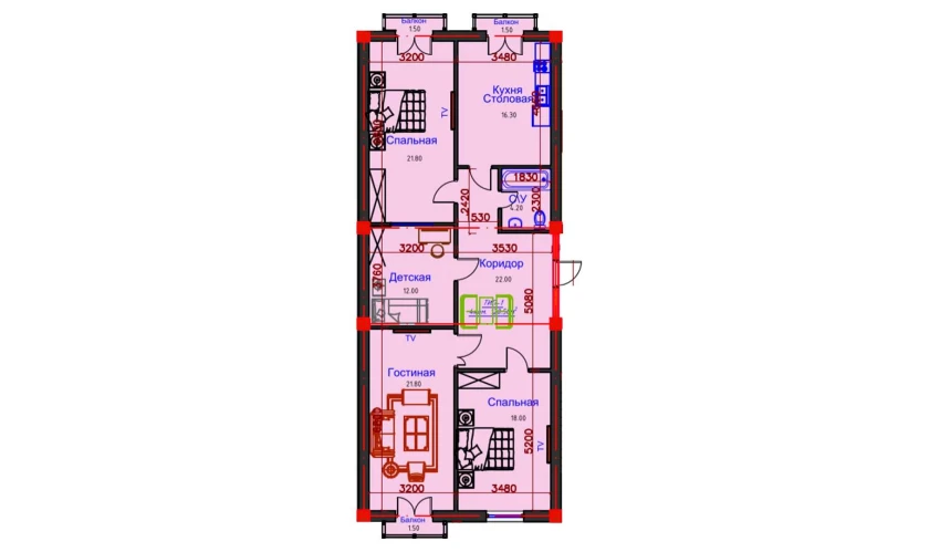 4-xonali xonadon 120.5 m²  8/10 qavat | AFROSIYOB Turar-joy majmuasi