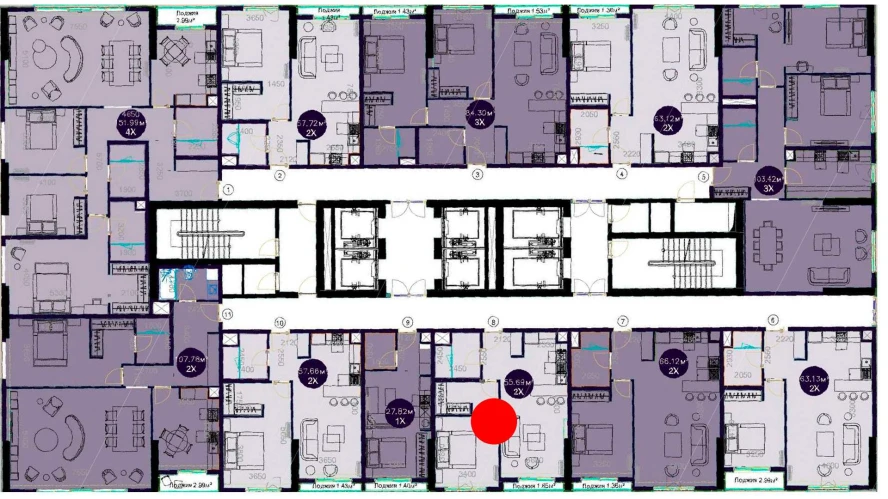 2-комнатная квартира 55.69 м²  2/2 этаж