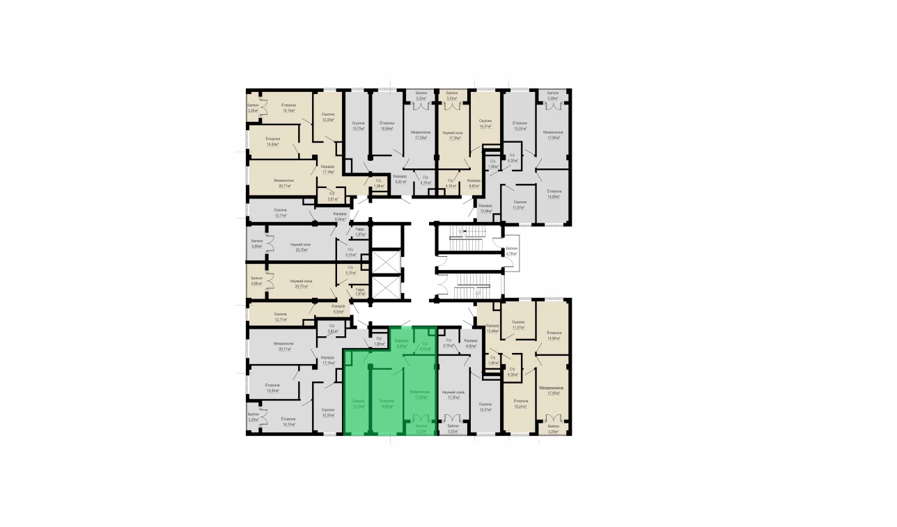 2-комнатная квартира 66.6 м²  13/13 этаж