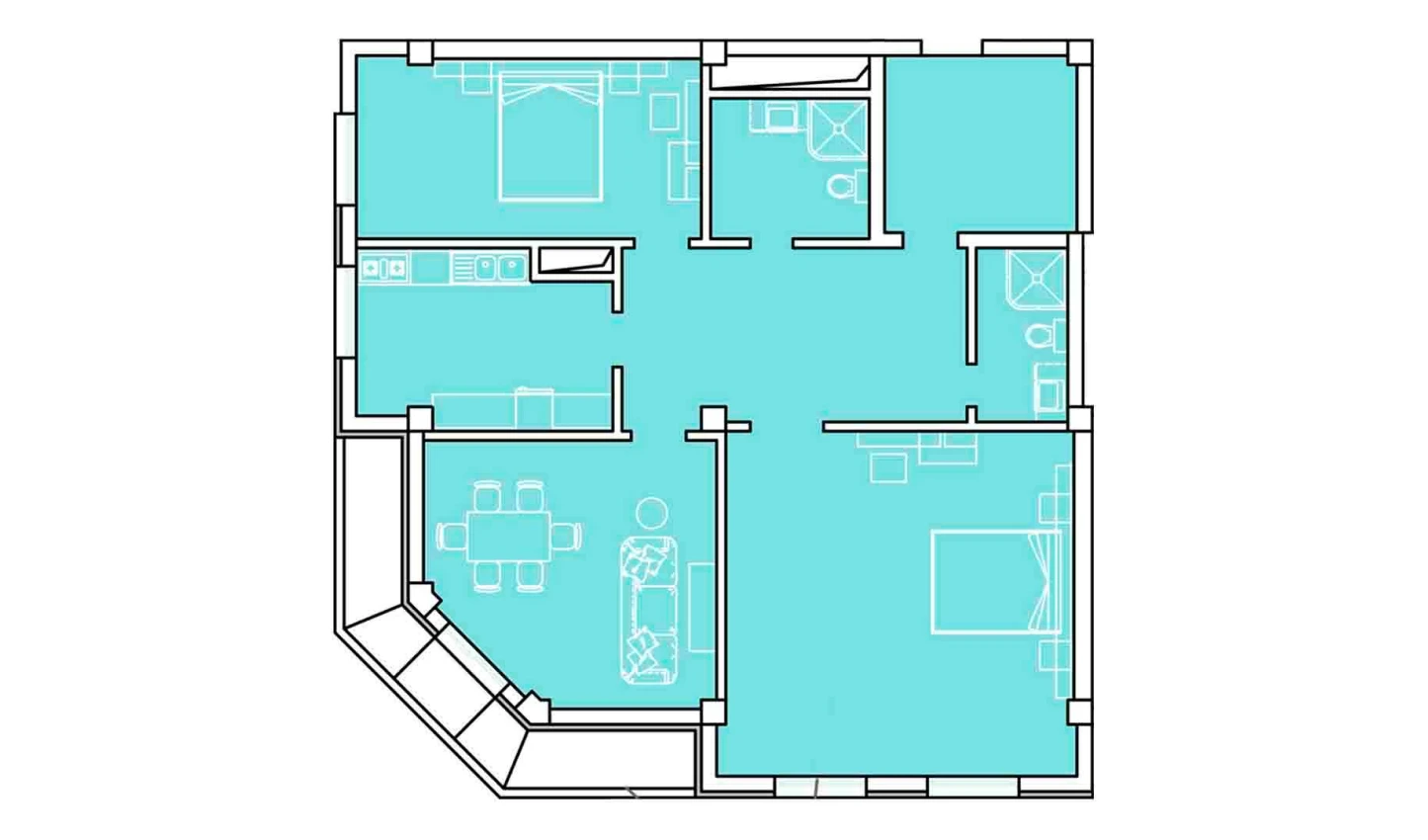 5-xonali xonadon 124.88 m²  8/8 qavat