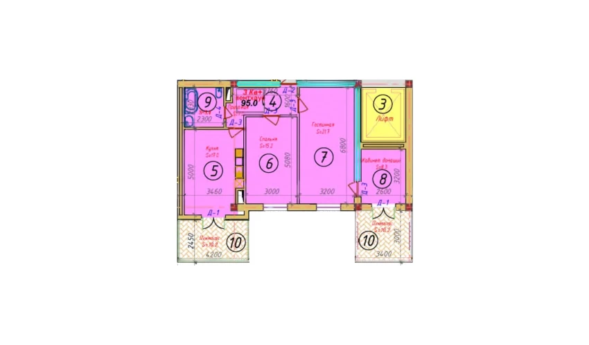 3-xonali xonadon 76.5 m²  3/3 qavat