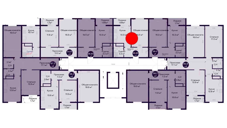 1-комнатная квартира 36.65 м²  8/8 этаж