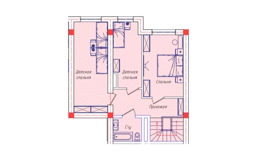 3-комнатная квартира 64.7 м²  8/8 этаж