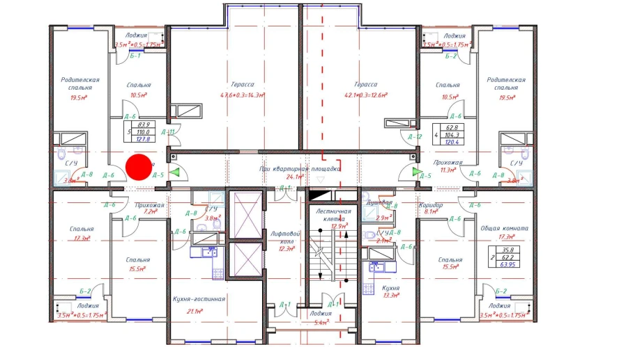 5-xonali xonadon 110 m²  16/16 qavat