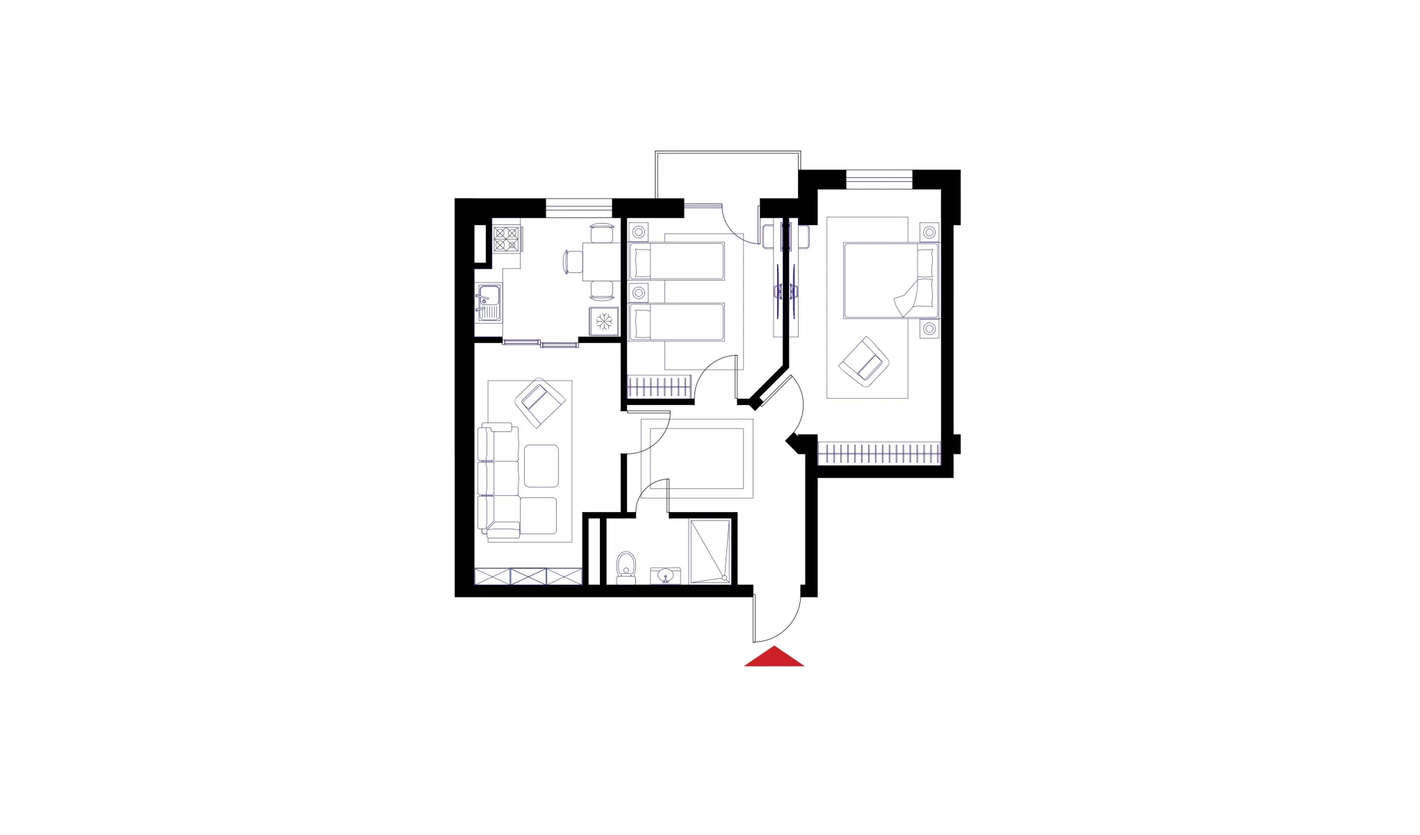 3-комнатная квартира 69.6 м²  2/2 этаж