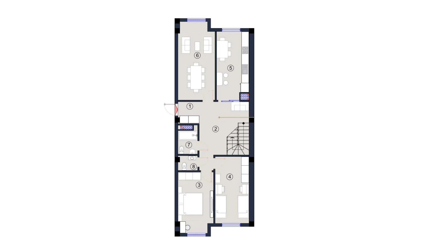 3-комнатная квартира 92.5 м²  1/1 этаж