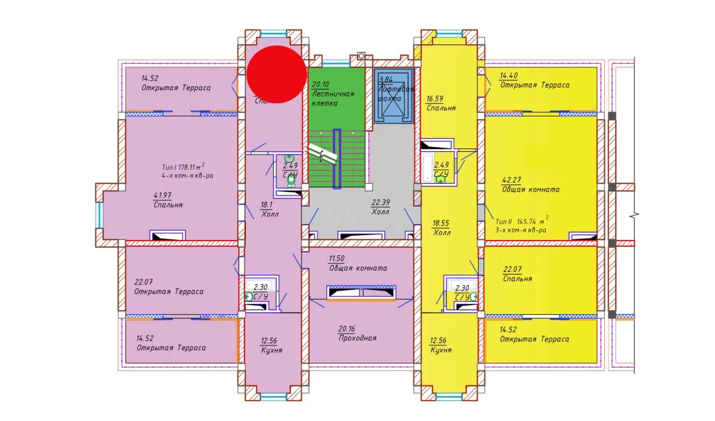 4-комнатная квартира 178.11 м²  10/10 этаж