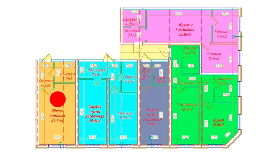 1-комнатная квартира 33.7 м²  1/1 этаж