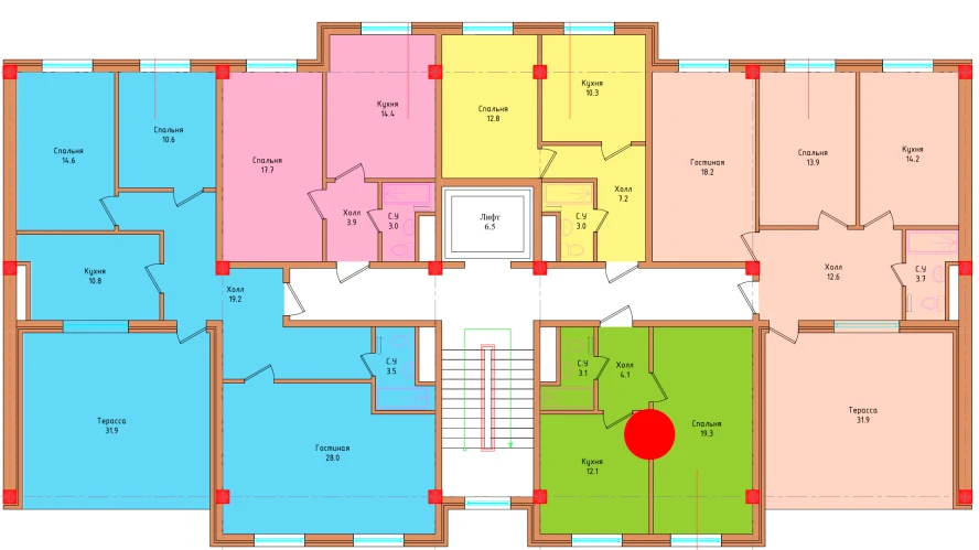 1-комнатная квартира 38.6 м²  8/8 этаж