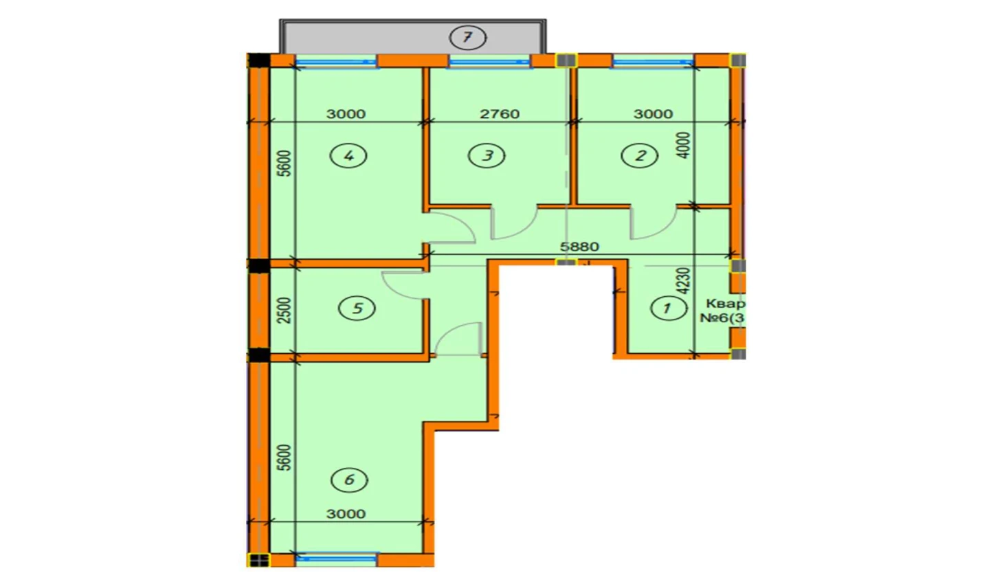 3-комнатная квартира 86.31 м²  2/2 этаж