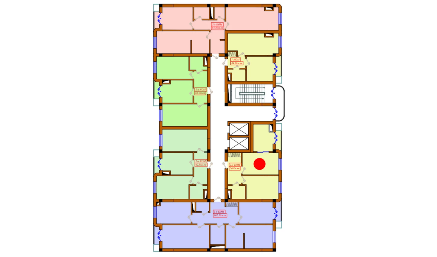 2-комнатная квартира 56.8 м²  9/9 этаж