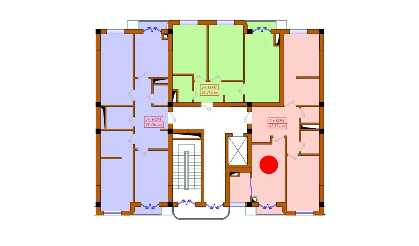 2-xonali xonadon 81.57 m²  2/10 qavat | Aviasozlar Plaza Turar-joy majmuasi