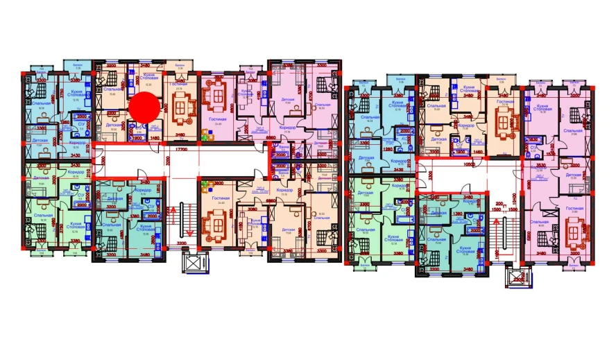 2-комнатная квартира 80 м²  9/9 этаж