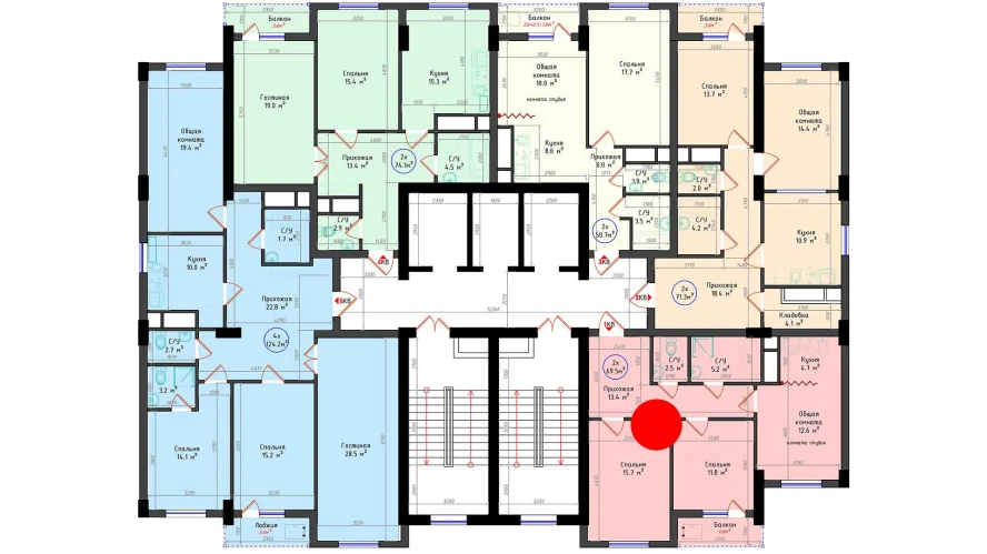 2-комнатная квартира 69.5 м²  3/3 этаж