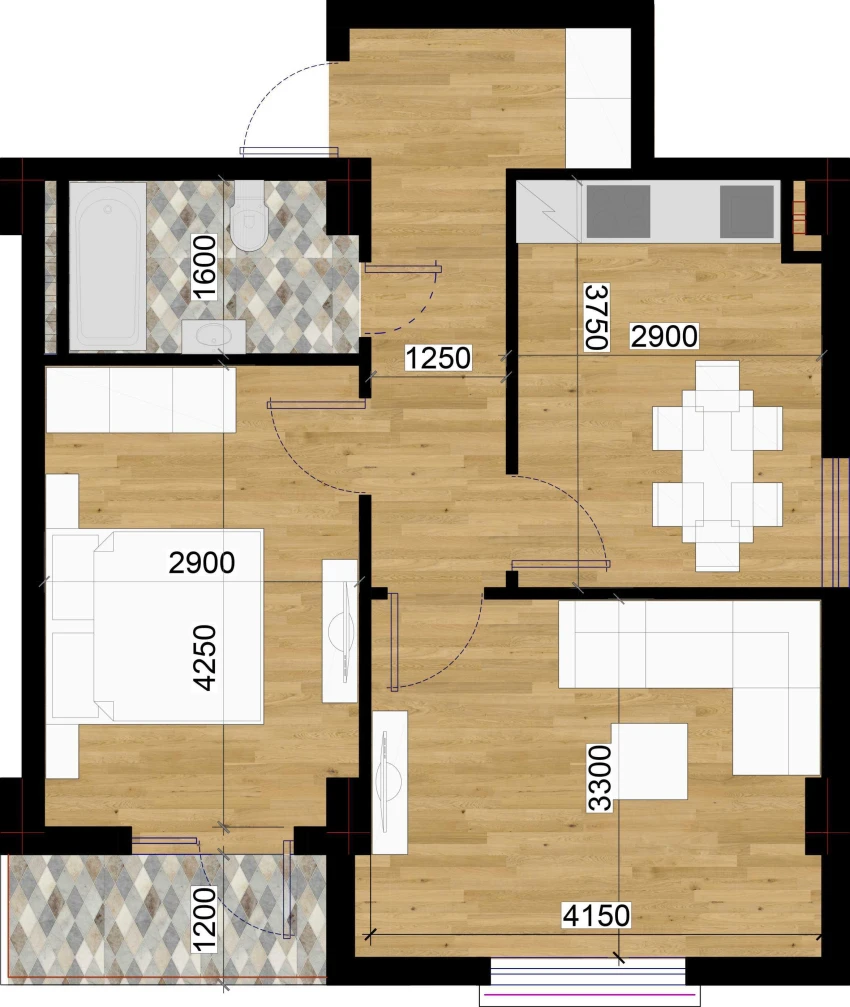 2-комнатная квартира 54.68 м²  7/7 этаж