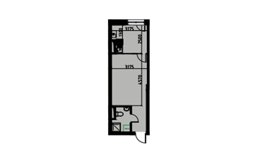 1-комнатная квартира 29.14 м²  2/2 этаж