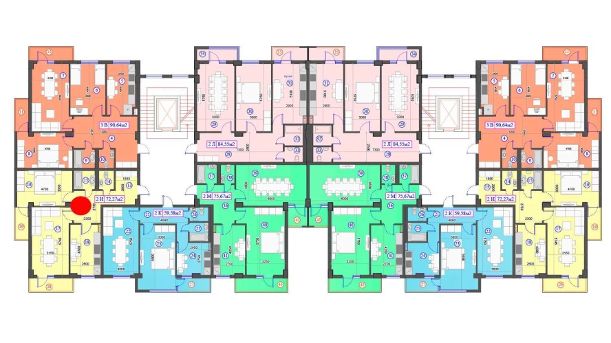 2-комнатная квартира 72.27 м²  4/4 этаж