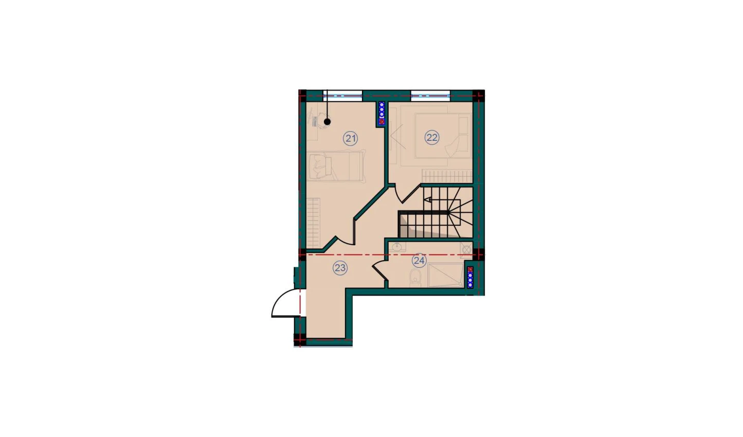 1-xonali xonadon 86 m²  7/7 qavat | Bristol Turar-joy majmuasi