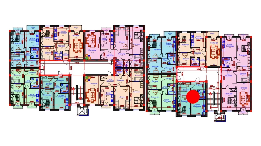 2-комнатная квартира 54 м²  6/6 этаж