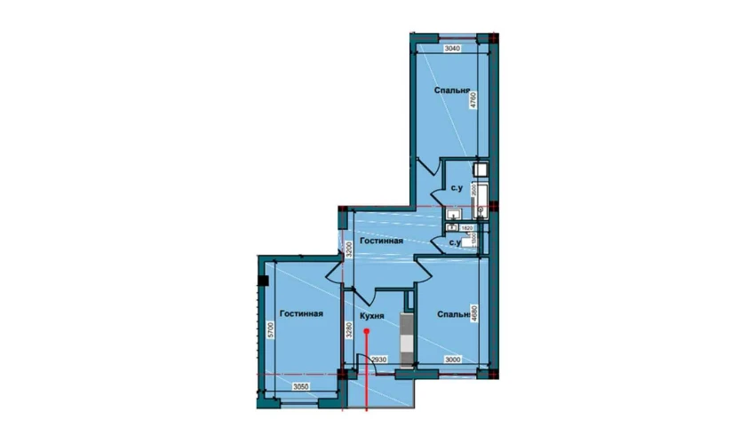 3-комнатная квартира 83 м²  3/9 этаж | Жилой комплекс NUR BARAKA