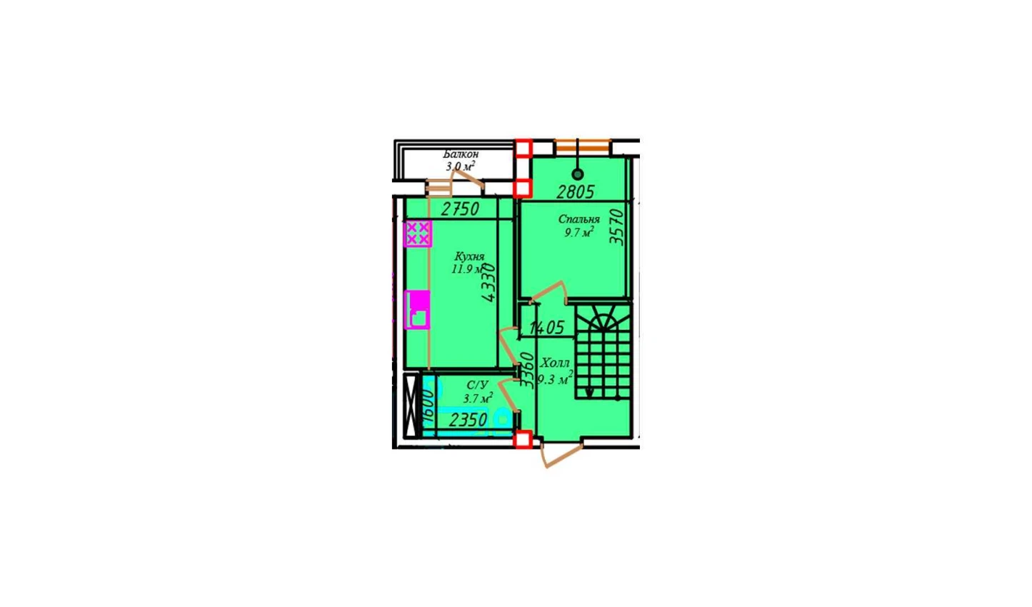 2-xonali xonadon 37.2 m²  5/5 qavat