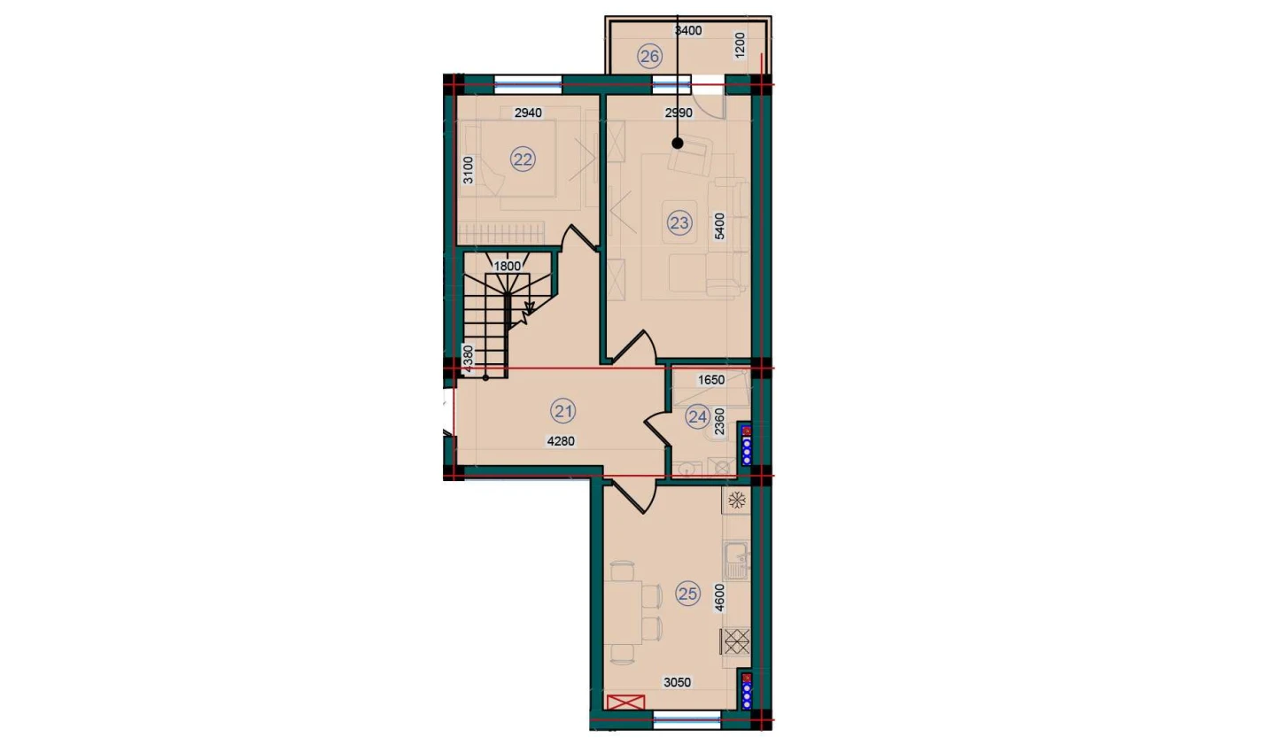 2-комн. квартира 121.6 м²  5/5 этаж | Жилой комплекс Bristol