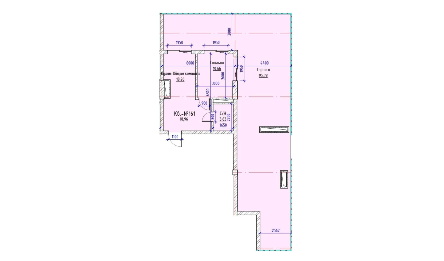 1-xonali xonadon 18.96 m²  17/17 qavat