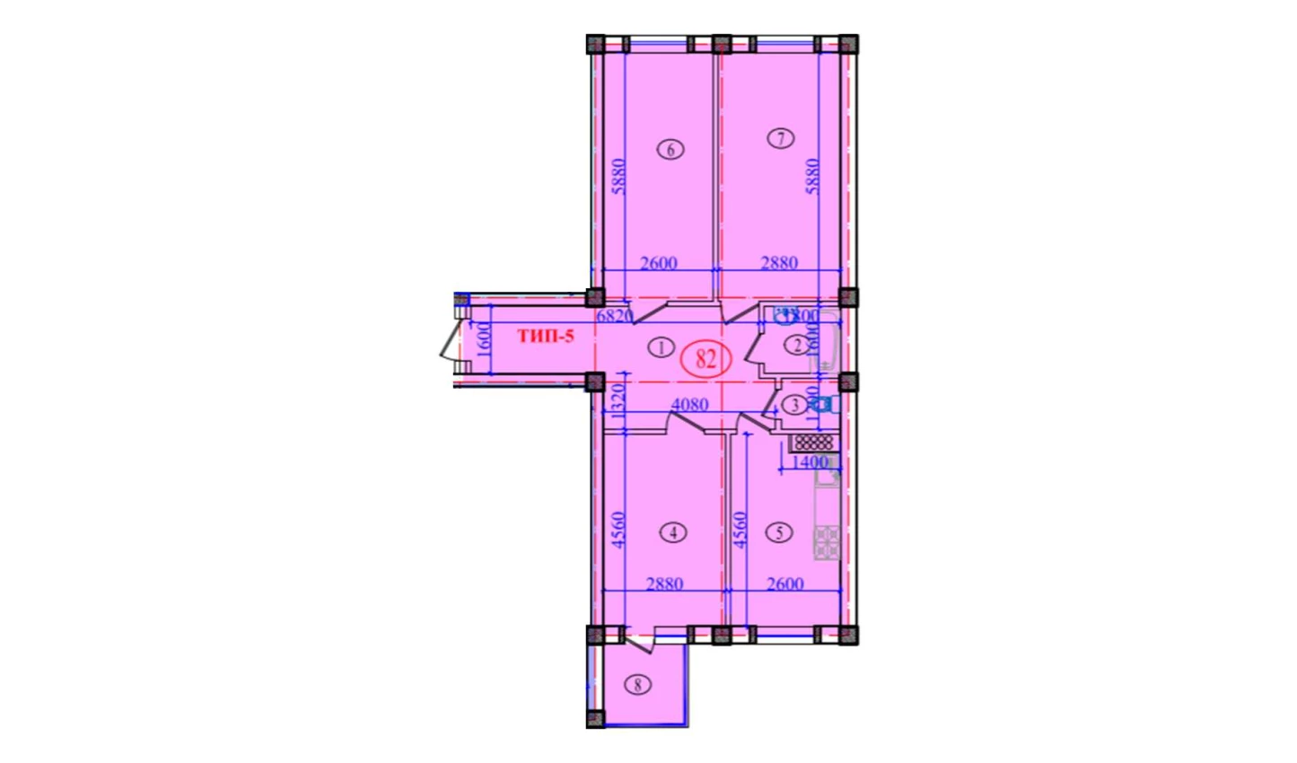 3-xonali xonadon 94.24 m²  8/8 qavat