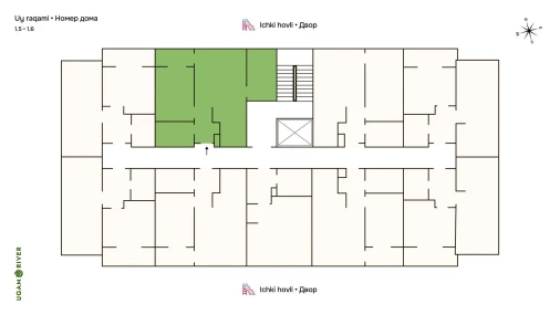 3-xonali xonadon 54.11 m²  4/6 qavat | Ugam River Turar-joy majmuasi