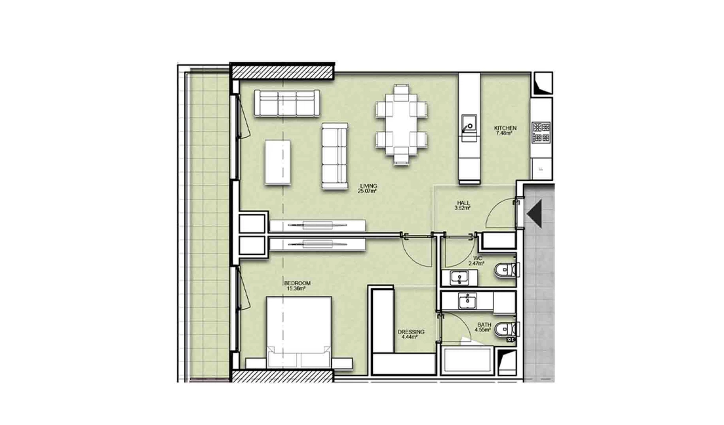 2-комнатная квартира 64.41 м²  4/4 этаж