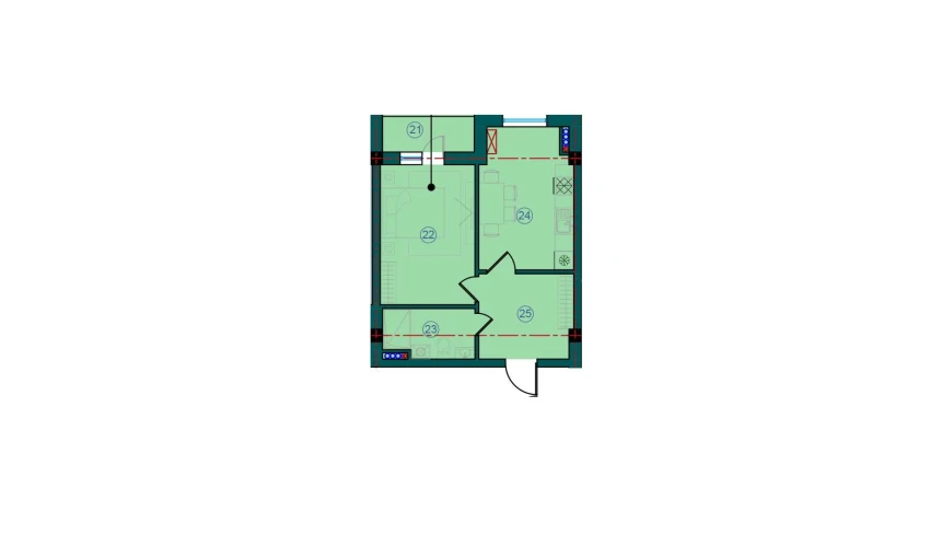 1-xonali xonadon 87.8 m²  7/7 qavat | Bristol Turar-joy majmuasi