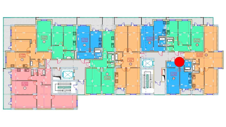 1-комнатная квартира 45.29 м²  2/2 этаж