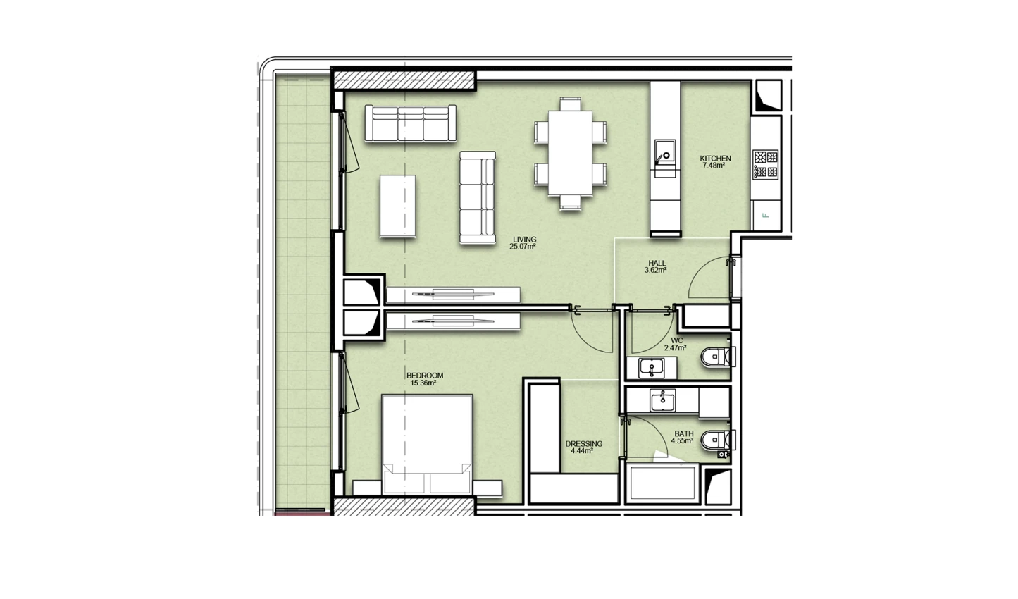 2-комнатная квартира 73.98 м²  7/7 этаж