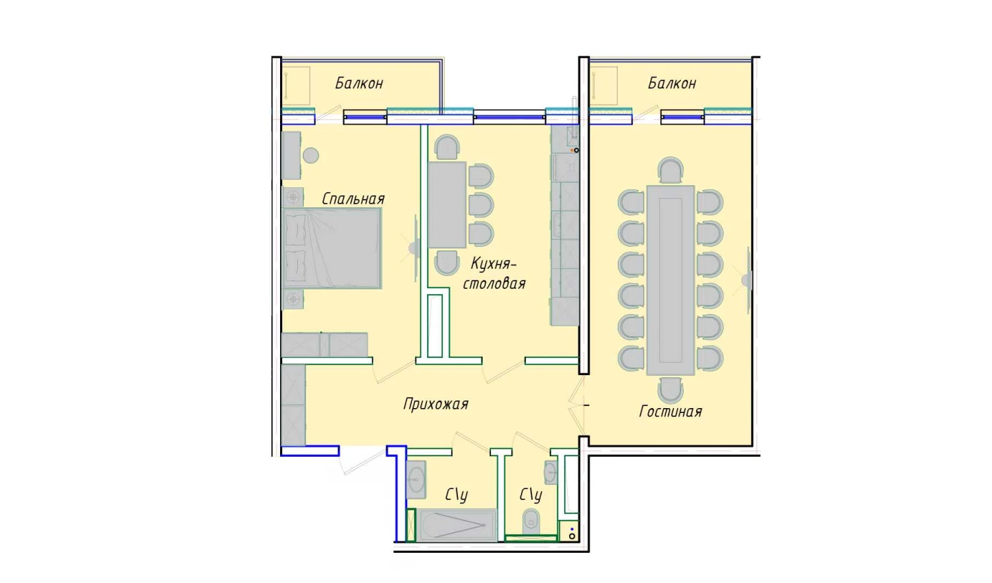 2-комнатная квартира 76.72 м²  10/10 этаж