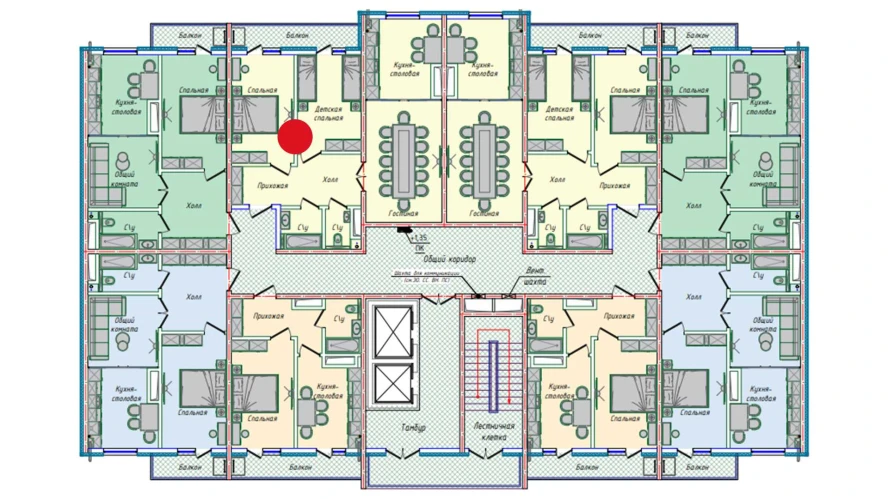 3-xonali xonadon 74.14 m²  15/15 qavat