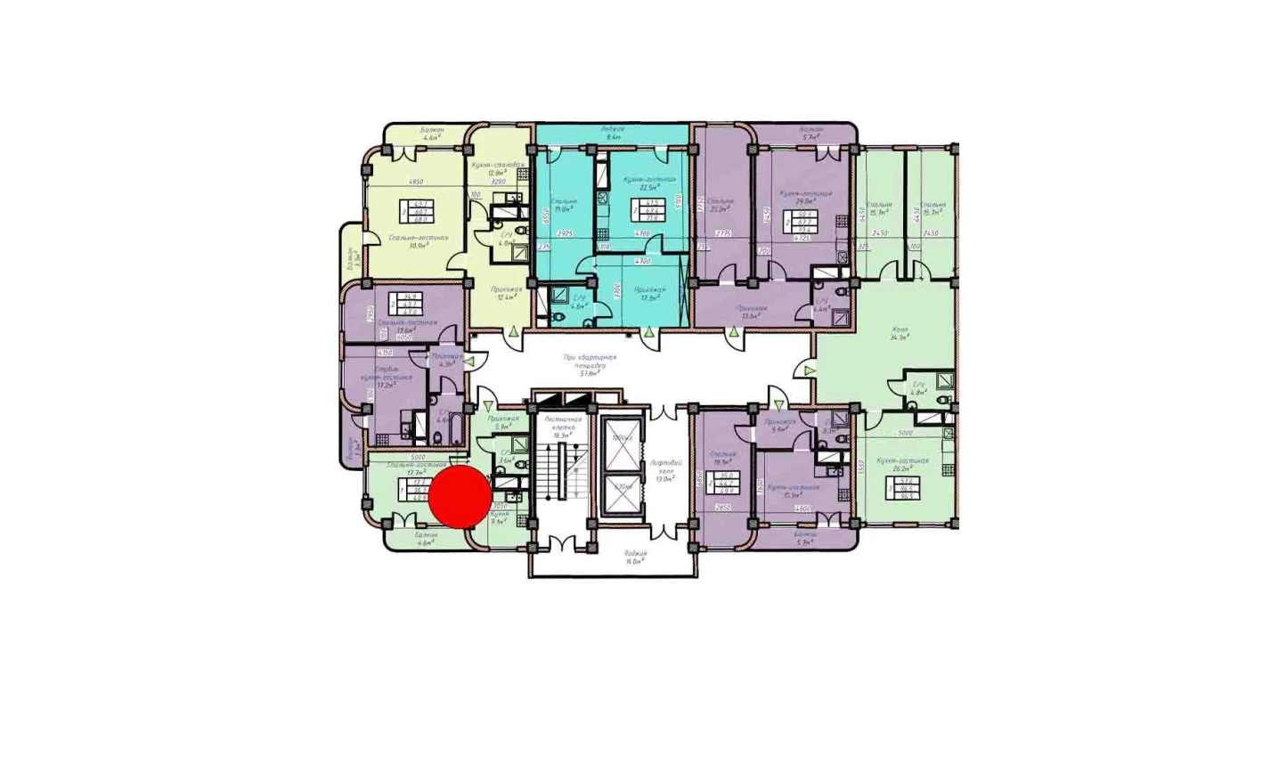 1-комнатная квартира 40.9 м²  5/5 этаж