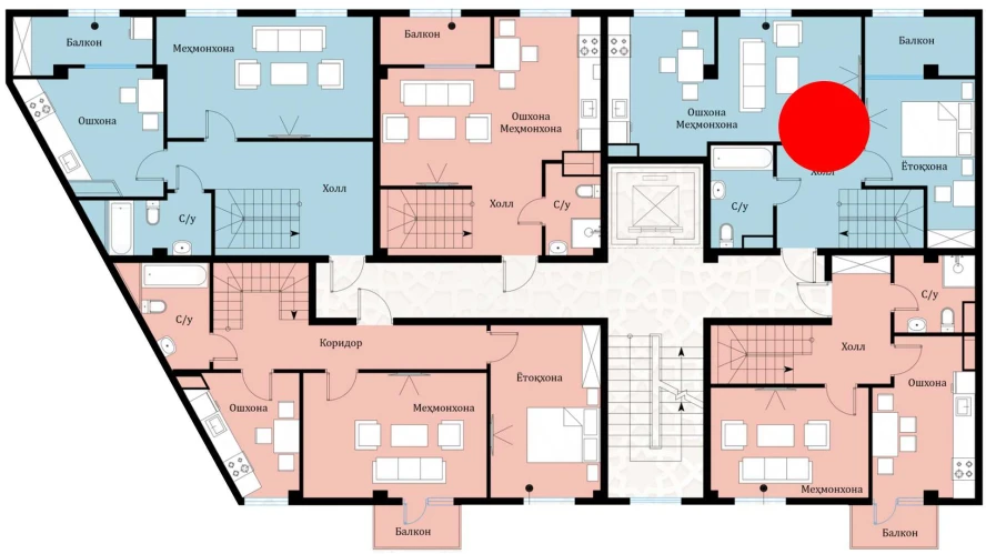 5-комнатная квартира 53.76 м²  7/7 этаж