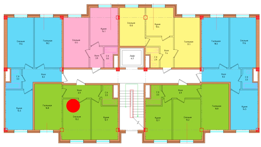 2-комнатная квартира 54.9 м²  1/1 этаж