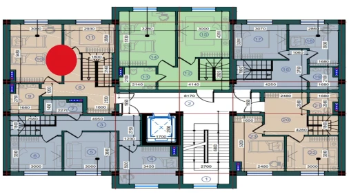 1-xonali xonadon 95.5 m²  7/7 qavat | Bristol Turar-joy majmuasi