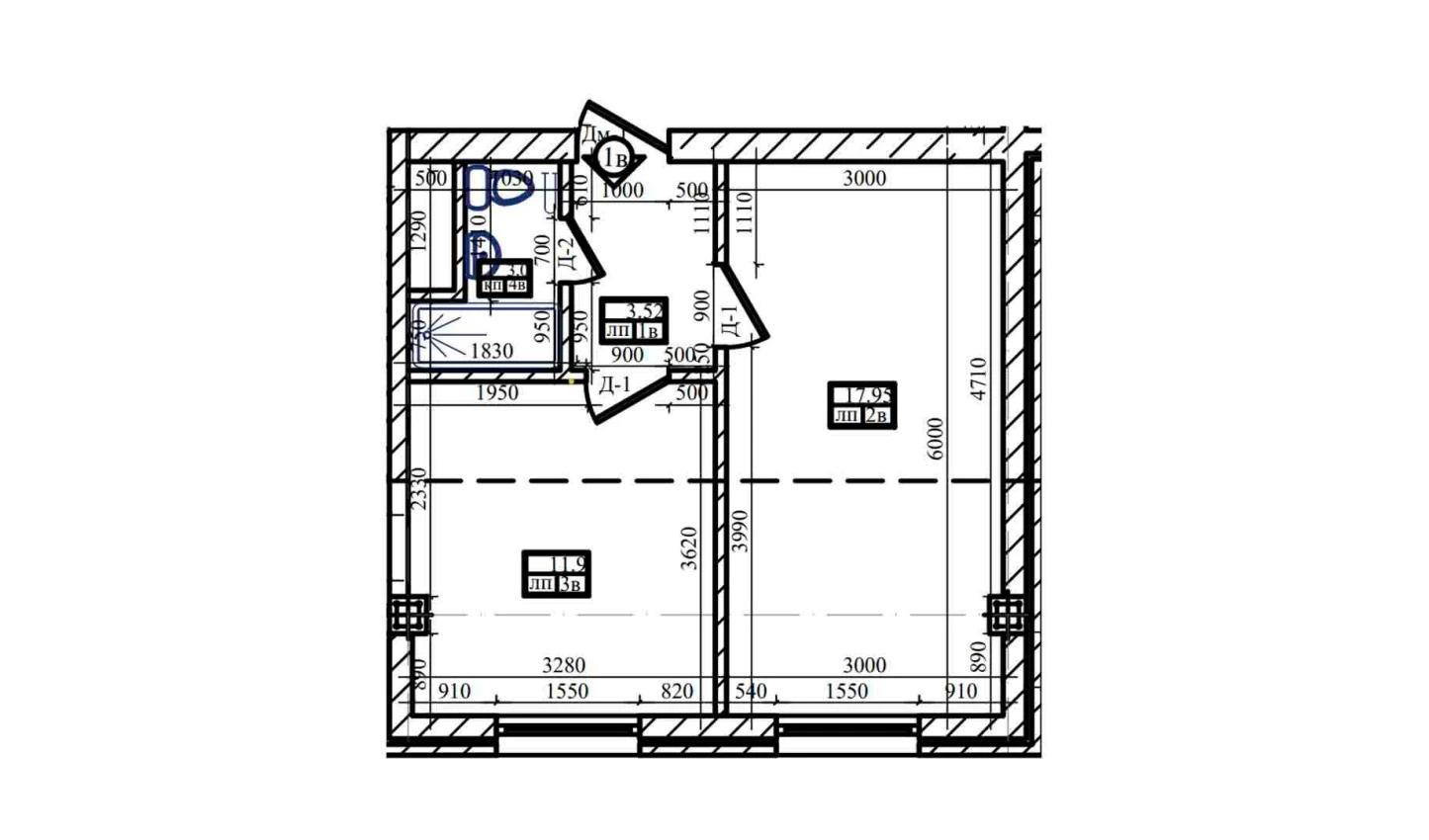 1-xonali xonadon 38.6 m²  8/8 qavat