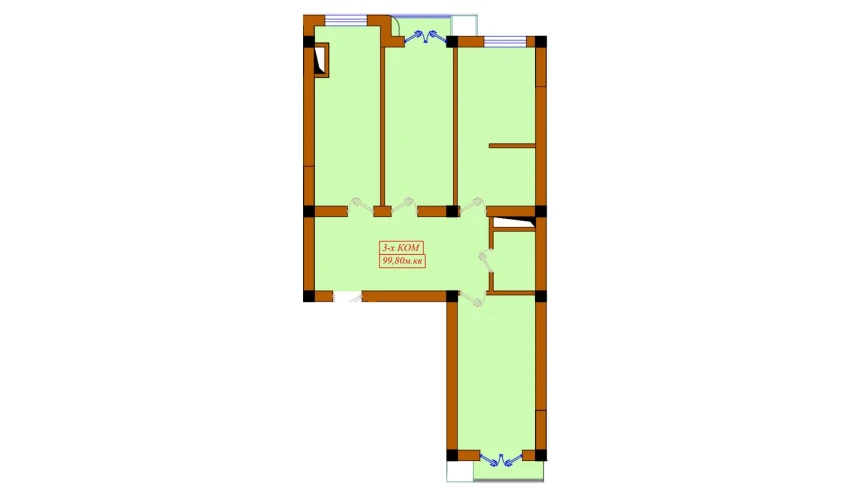 3-комнатная квартира 99.8 м²  7/11 этаж | Жилой комплекс Aviasozlar Plaza