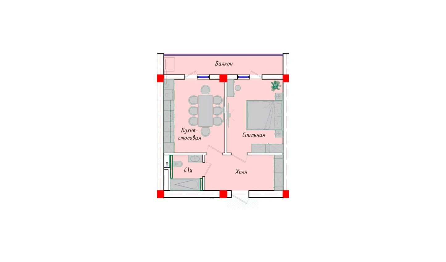 1-xonali xonadon 49.29 m²  10/10 qavat