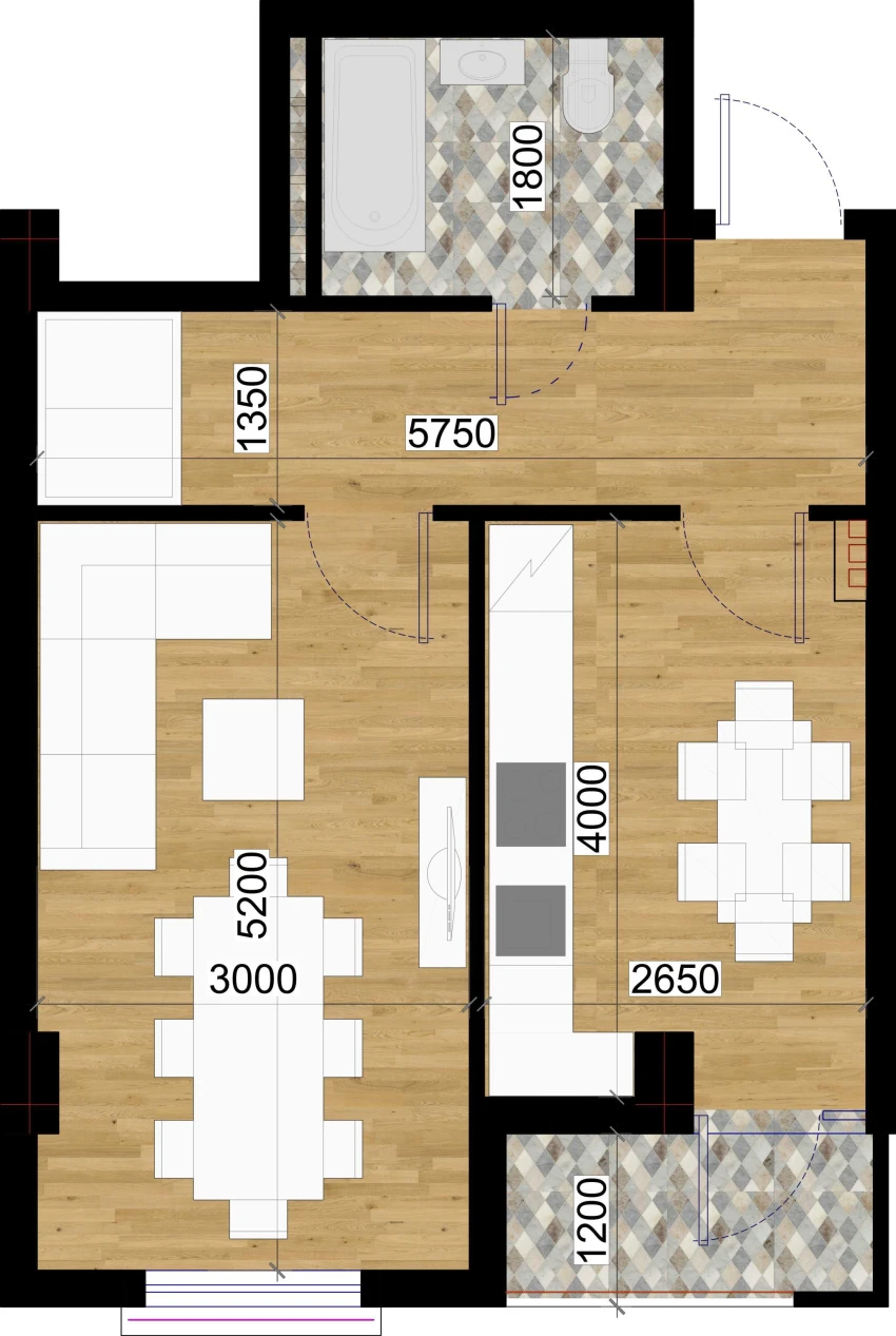 1-xonali xonadon 43.34 m²  7/7 qavat | O'ZBEGIM Turar-joy majmuasi