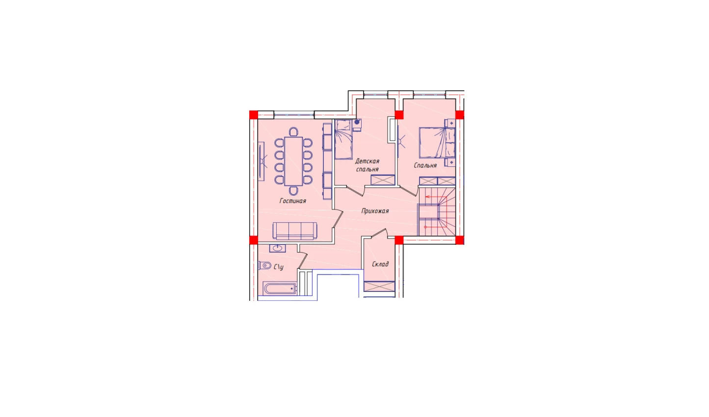 3-комнатная квартира 77.7 м²  8/8 этаж