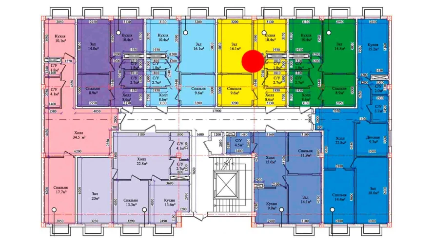 2-комнатная квартира 51.5 м²  1/1 этаж